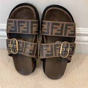 COPY - 🤎Fendi Brown Sandals with Gold Buckle